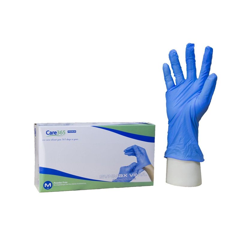 Рукавички вінілові без пудри Care365 Synmax Вініл розмір S колір блакитний (100 шт)