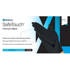 Рукавиці Medicom SafeTouch Premium без пудри 100 шт., М (чорні),