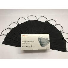 Маски медичні Чорні Unix, тришарові одноразові (спанбонд/мельтблаун/спанбонд) (50 шт./пач.)