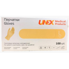 Рукавички латексні оглядові без пудри L 100 шт LATEX Unex