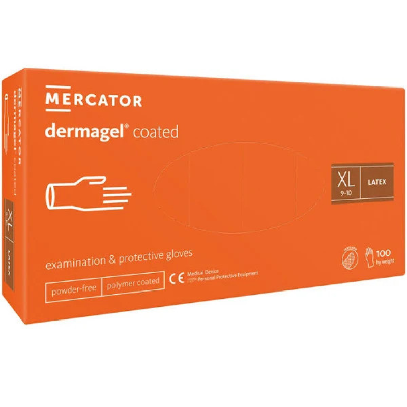 Рукавиці латексні Mercator Medical Dermagel Coated XL Білі 100 шт