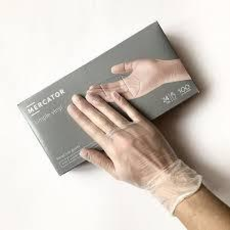 Рукавички вінілові неприпудрені MERCATOR  одноразові simple vinyl powder free XL100 шт