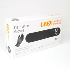 Рукавиці нітрилові чорні в уп 100 шт розмір M Unex