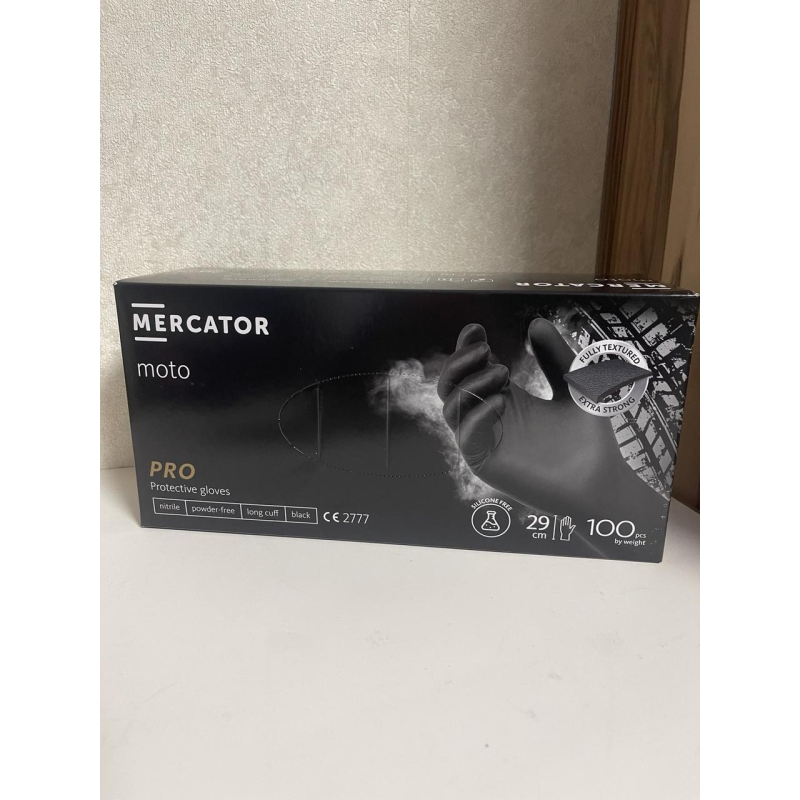 Супер міцні рукавички нітрилові Moto Mercator Ideall Nitrile, XXL щільність 9.3 г. - чорні (100 шт)