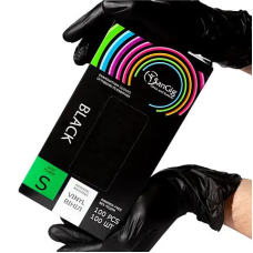 Рукавички оглядові Sangig вінілові нестерильні Розмір S 100 шт Чорні