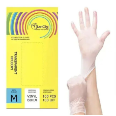 Вінілові рукавички -M (7-8) - SanGig - 100 шт