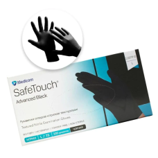 РУКАВИЧКИ НІТРИЛОВІ БЕЗ ПУДРИ НЕСТЕРИЛЬНІ SAFE TOUCH ADVANCED BLACK, РОЗМІР L (100 ОД.)