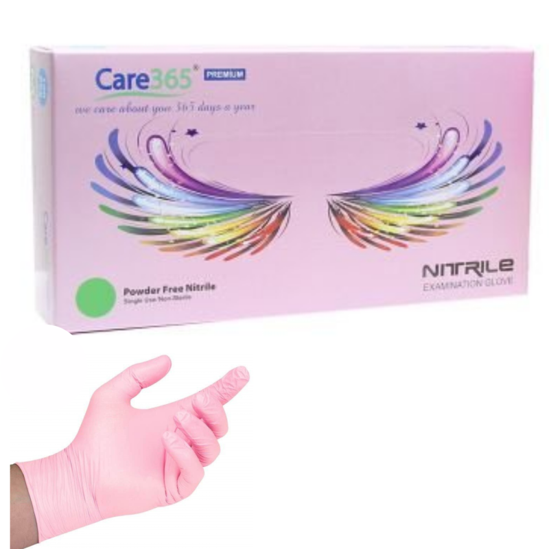 Рукавички нітрилові рожеві ТМ Care 365 розмір S