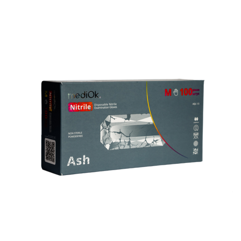 Рукавички нітрилові MediOk by AMPri ASH (100 шт/50 пар) сірі, Сірий,M