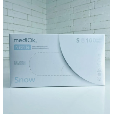 Нітрилові рукавички MediOK Snow розмір S 3.5 г (100 шт), білі