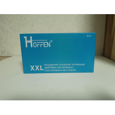Рукавички нітрилові XXL 100шт без пудри сині HOFFEN
