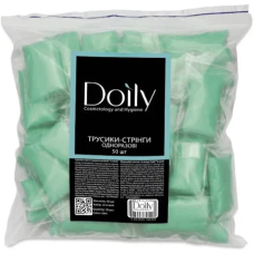 Трусики - стрінги одноразові Doily (Дойлі) у пакеті, 40 м/г2, м“ятні, 50 шт/уп м“ятного кольору