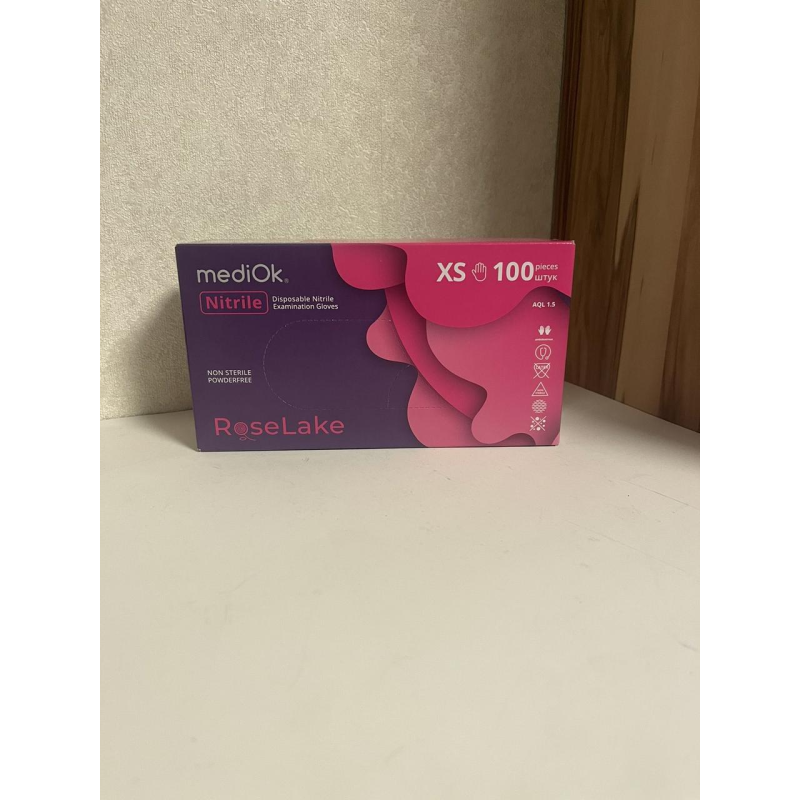 Рукавички Mediok Rose Lake нітрилові, колір рожевий, розмір XS