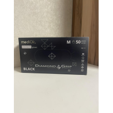 Рукавички нітрилові GRIP BLACK розмір M (щільність 8,6 г) підвищеної міцності чорні неопудрені (25пар/1уп) Mediok