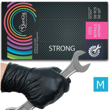 Міцні нітрилові рукавички M - SanGig STRONG, щільність 9 г. - чорні (50 шт)