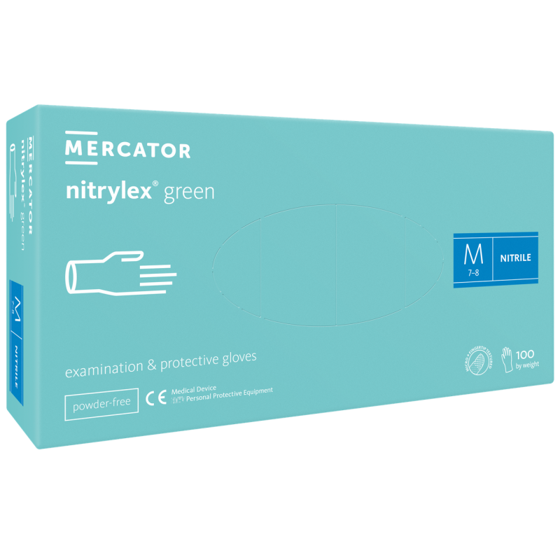 Рукавички медичні Mercator Medical Nitrylex Green нітрилові нестерильні неприпудрені M 100 шт М“ятні