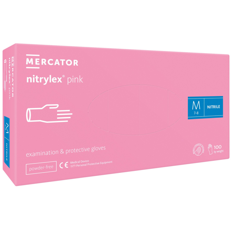 Рукавички нітрілові оглядові  Nitrylex pink M