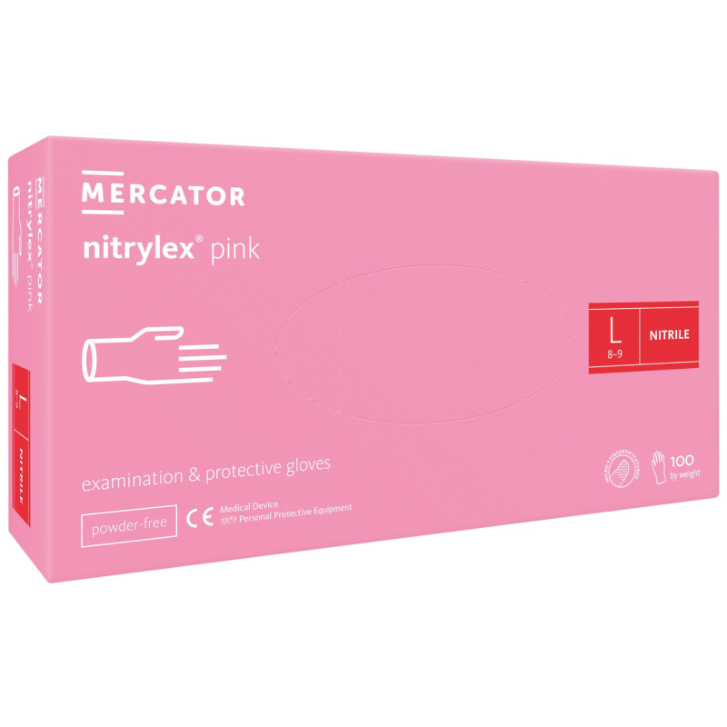 Рукавички нітрілові оглядові   Nitrylex pink L